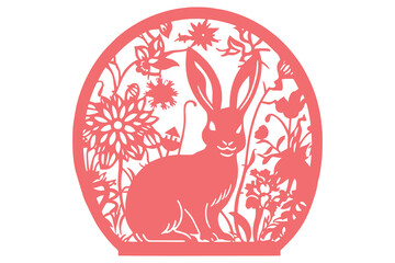 Cute Floral Easter bunny rabbit Silhouette. Design Files for Cricut and Laser Cut
