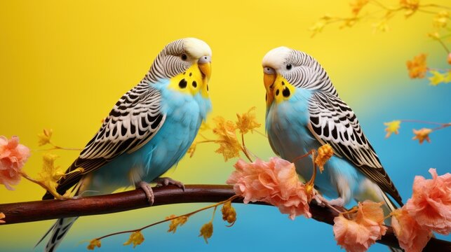 parakeets colorful