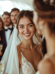 Fototapeta premium smiling bride at her wedding celebration