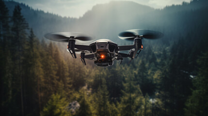 Fototapeta na wymiar A drone flying outdoor zoom