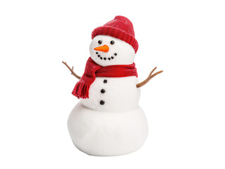 Fototapeta premium a snowman with a red hat and scarf