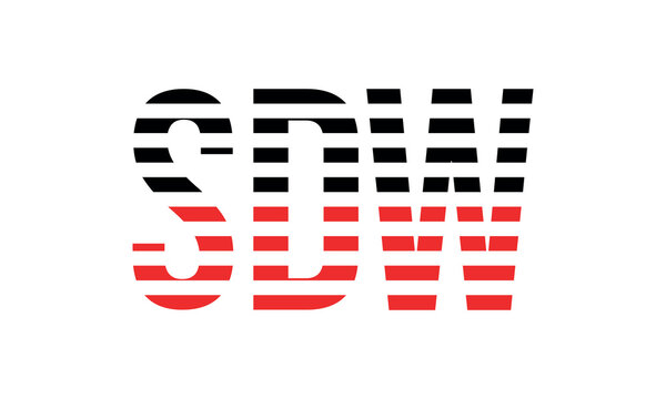 SDW three initial letter iconic line negative space minimal logo design vector template. monogram, abstract, wordmark, business, typography, minimalist, brand, company, flat, modern, unique, simple