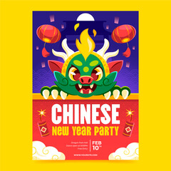 Obraz na płótnie Canvas Flat Chinese new year poster