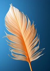 AI generated illustration of a soft orange leaf on the blue background