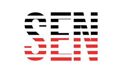 SEN three initial letter iconic line negative space minimal logo design vector template. monogram, abstract, wordmark, business, typography, minimalist, brand, company, flat, modern, unique, simple