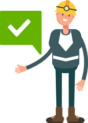 Miner Character and Check Mark
