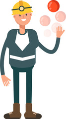 Miner Character Playing Ball
