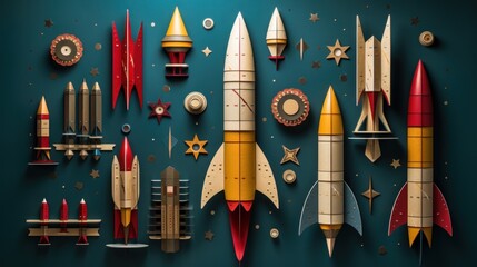 Set of space rockets
