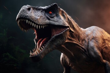 Fototapeta premium scary dinosaur standing in forest