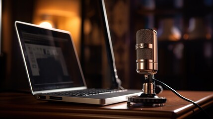microphone next to a laptop