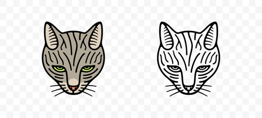 Cat, cat looking, cat face and cat is watching, graphic design. Animal and pet, kitten or catlike, veterinary and pet store, vector design and illustration