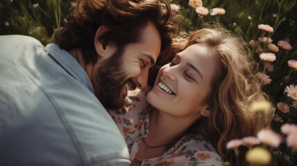 Obraz premium Couple in flowers