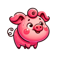 Naklejka premium Cute Pink Pig Cartoon