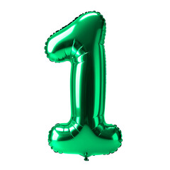 3D green number 1 in the shape of an inflated balloon