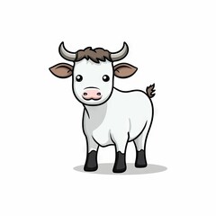 AI generated illustration of a white ox on a white background