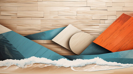Abstract vintage beach wood background, shapes, colors, and textures, a captivating and artistic composition Ai Generative