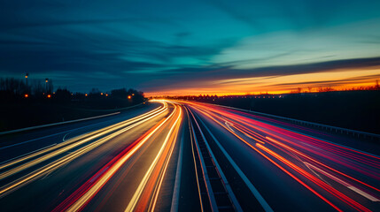 Fototapeta na wymiar Highway speed blurred car