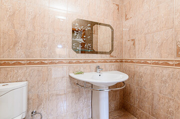 interior apartment room bathroom, sink, decorative elements, toilet. WC, sanitary unit, wash room