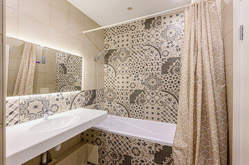 interior apartment room bathroom, sink, decorative elements, toilet. WC, sanitary unit, wash room