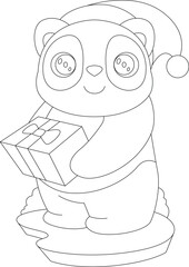 Panda Christmas Package Animal Vector Graphic Art Illustration