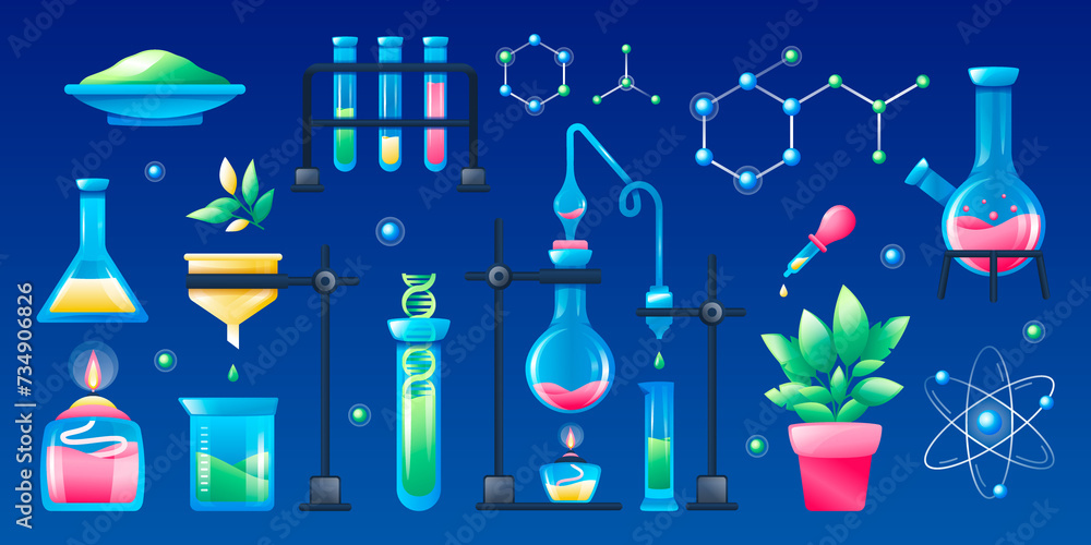 Wall mural biotechnology elements in gradient style