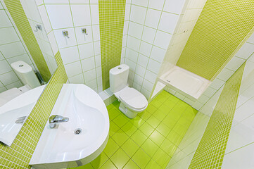 interior apartment room bathroom, sink, decorative elements, toilet. WC, sanitary unit, wash room