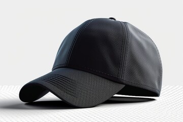 Explore a premium black baseball cap mockup in a frontal perspective, featuring detailed texture and shadowing for a realistic look. Perfectly isolated on a PNG transparent background, this mockup is 