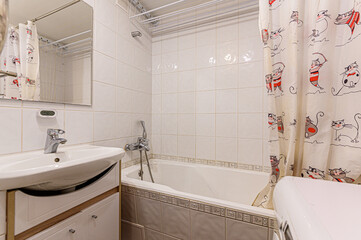 interior apartment room bathroom, sink, decorative elements, toilet. WC, sanitary unit, wash room