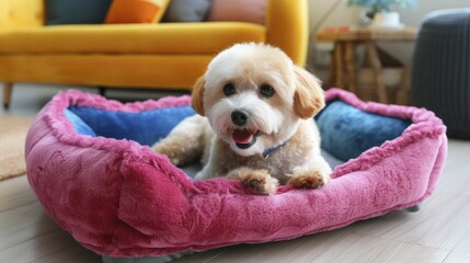 Pet bed plush in soft pop colors for ultimate comfort