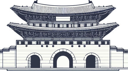 Gyeongbokgung Palace illustration created by artificial intelligence - obrazy, fototapety, plakaty