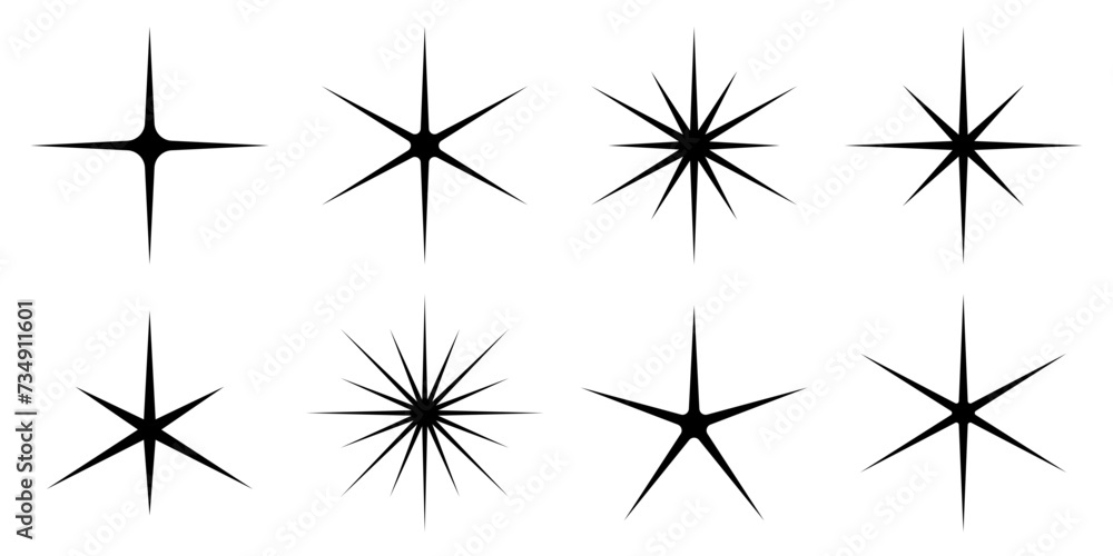 Poster simple sparkles collection – set of little stars isolated on a transparent background – vector black