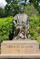 Statue of Christopher Columbus in Santa Catarina Park, Funchal, Madeira, Portugal