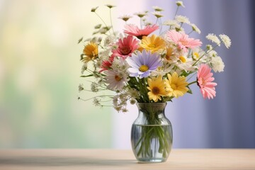beautiful bunch of spring flowers in vase