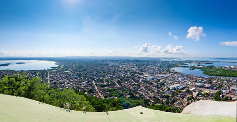 Colombia, Cartagena de Indias, panoramic view of the city from the Popa mountain terrace.