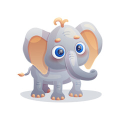 Cute elephant on a white background. Vector illustration.	