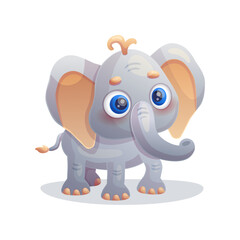 Cute elephant on a white background. Vector illustration.	