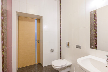 interior apartment room bathroom, sink, decorative elements, toilet. WC, sanitary unit, wash room