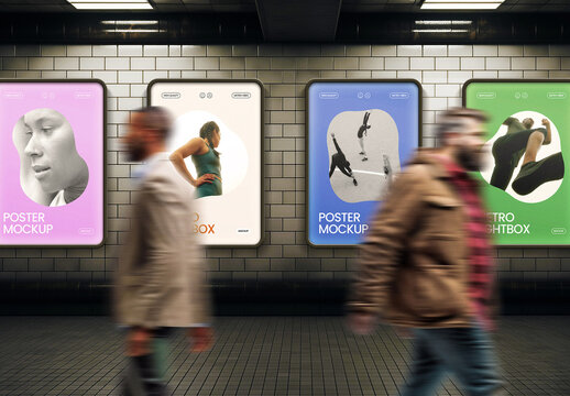 Subway Lightbox Poster Mockup With Generative AI