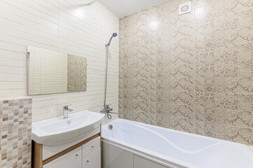 interior apartment room bathroom, sink, decorative elements, toilet. WC, sanitary unit, wash room