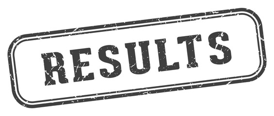 results stamp. results rectangular stamp on white background