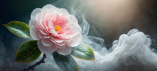 Kwiat Kamelia różowy - obrazy, fototapety, plakaty