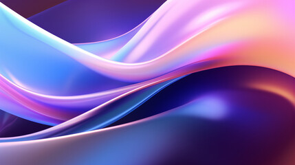 Abstract fluid iridescent holographic neon curves