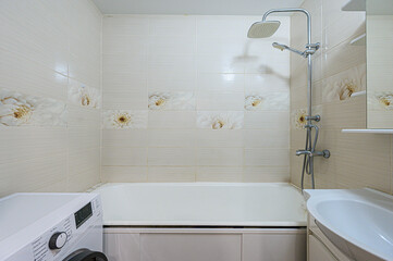 interior apartment room bathroom, sink, decorative elements, toilet. WC, sanitary unit, wash room