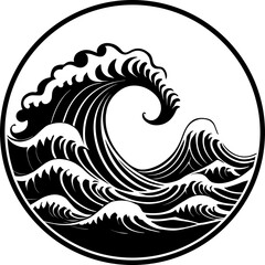 Abstract Japanese Style Wave Illustration