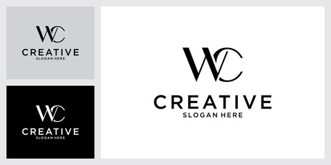 WC or CW initial letter logo design vector - obrazy, fototapety, plakaty