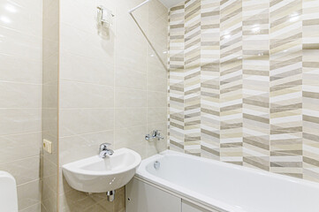 interior apartment room bathroom, sink, decorative elements, toilet. WC, sanitary unit, wash room