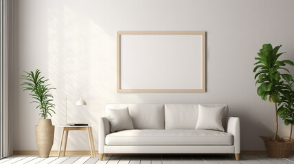 frame mockup in home interior background in living room