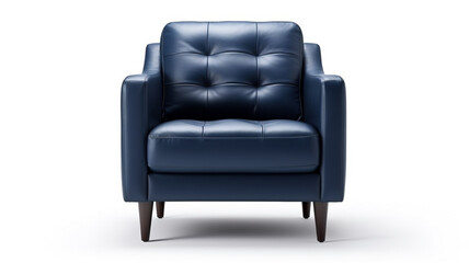 Modern stylish dark blue armchair isolated on white background