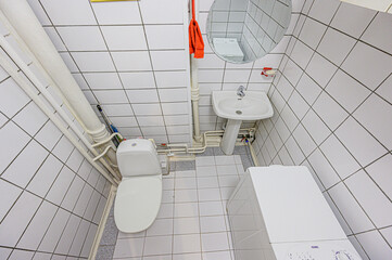 interior apartment room bathroom, sink, decorative elements, toilet. WC, sanitary unit, wash room