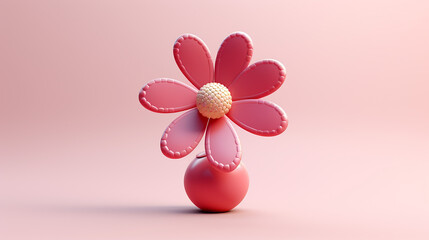 Fototapeta na wymiar 3d cute pink flower
